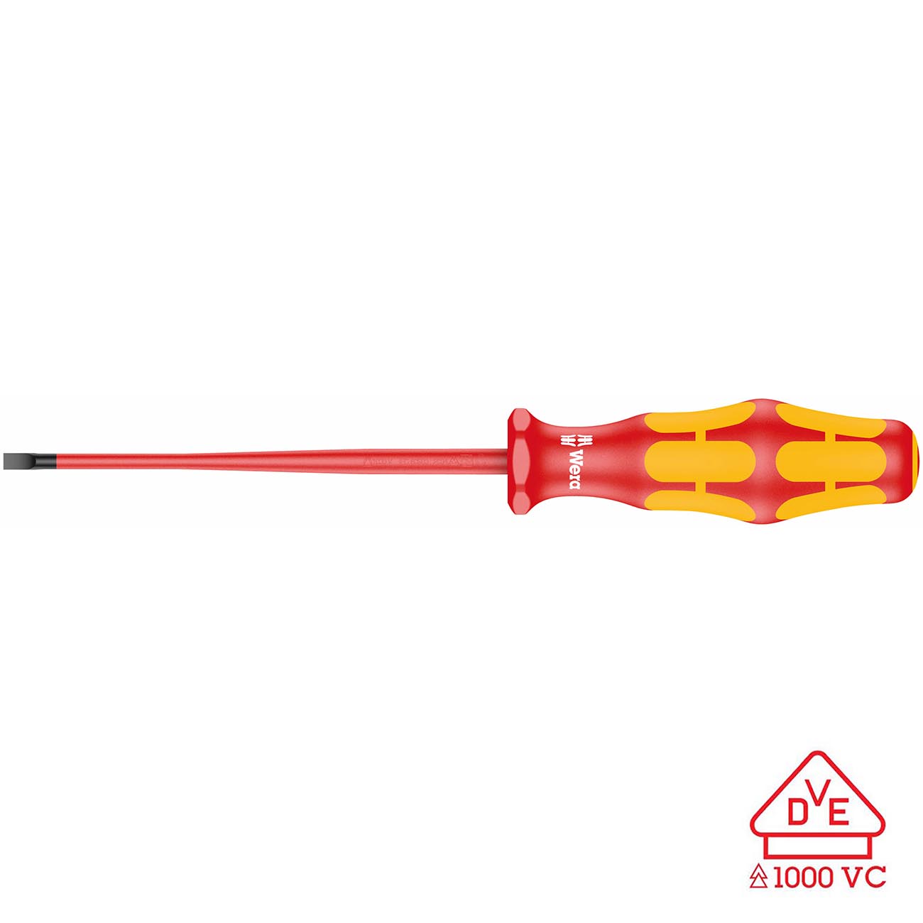 Wera VDE Insulated Screwdriver: Slotted 3.5mm (with Reduced Blade Diameter)