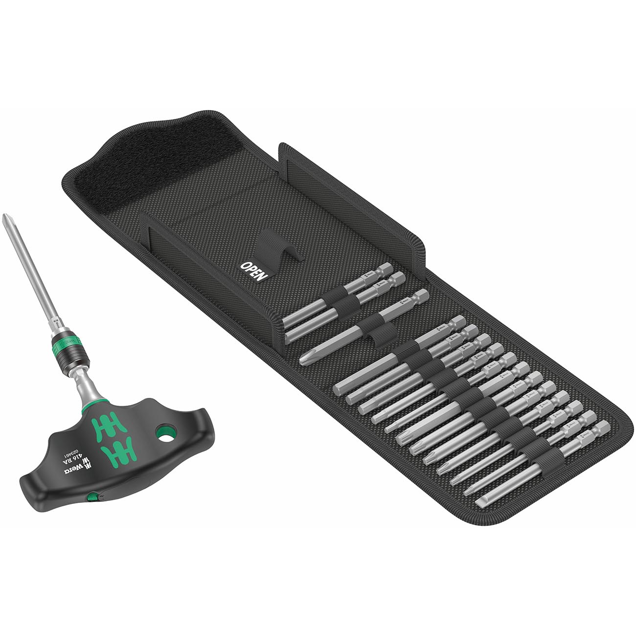 Wera Kraftform Kompakt Ratcheting T-Handle Bit Holder and SAE Bits (17 Piece Set)