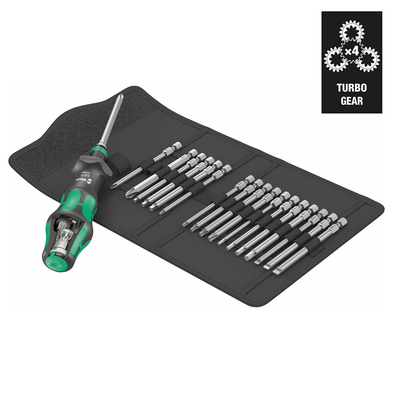 Wera Tools Kraftform Kompakt Turbo Screwdriver with SAE Bits (18 Bits)