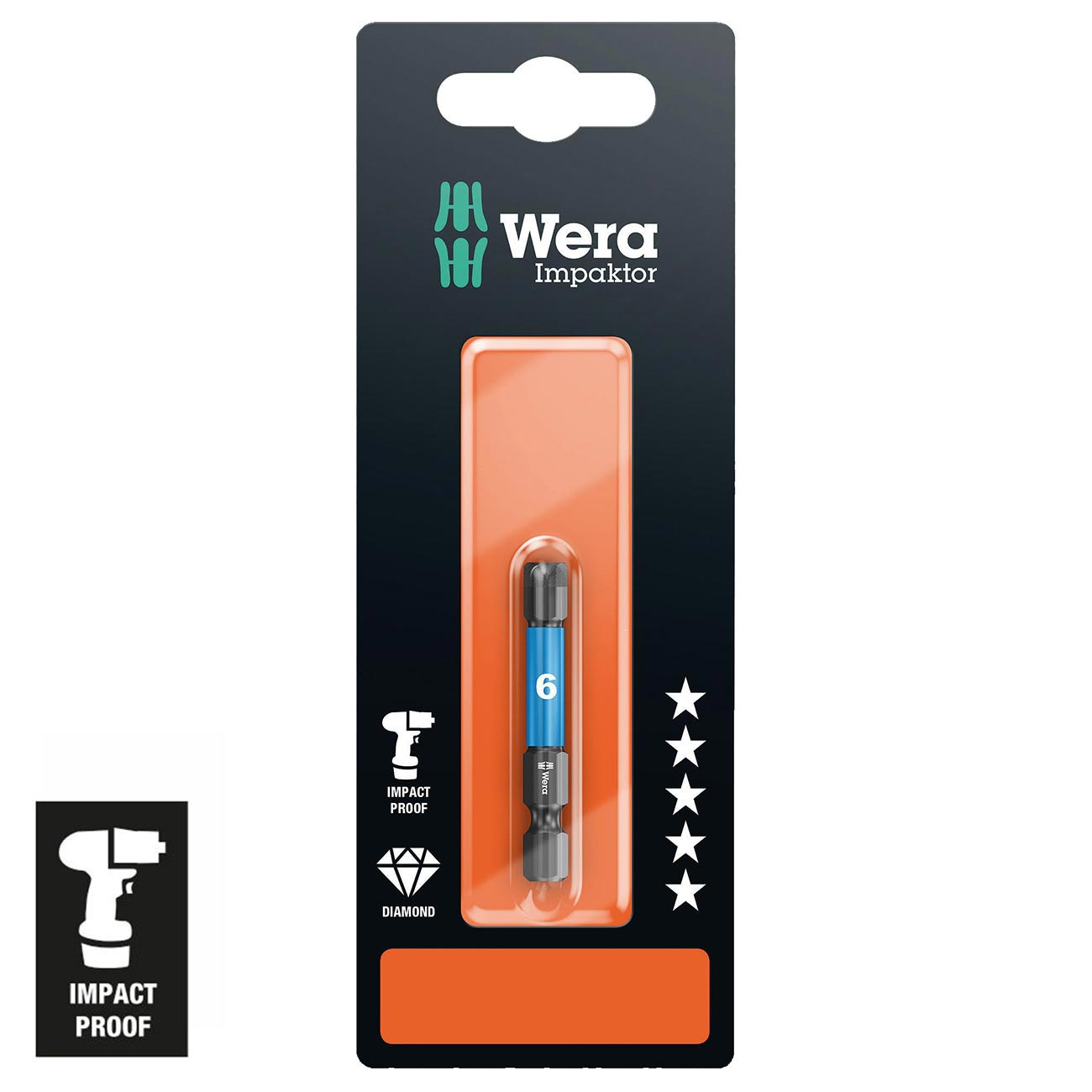 Wera Metric Impaktor HexPlus 6 x 50 mm Bit - 1/4″ Drive