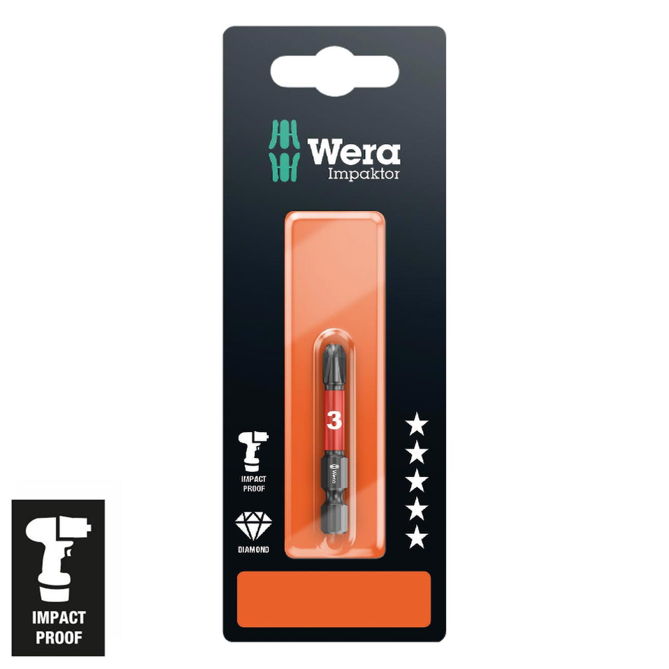Wera Impaktor Phillips PH #3 x 50 mm Bit - 1/4″ Drive