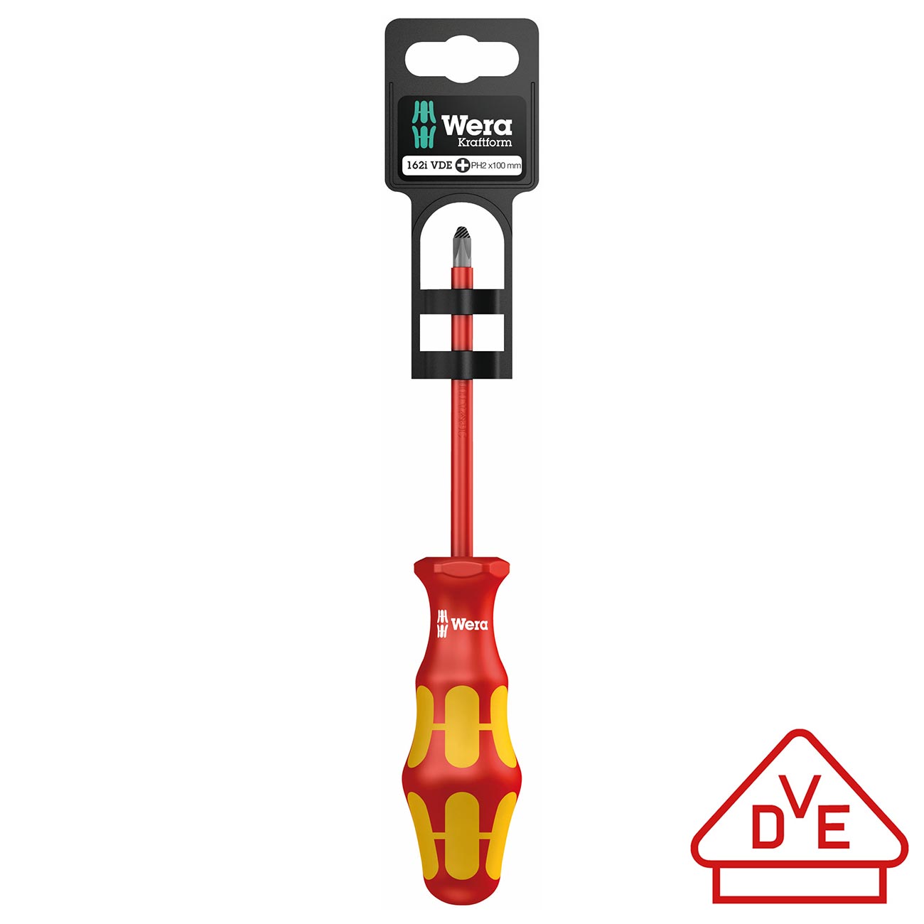 Wera Screwdriver: Insulated Phillips PH #2 x 100mm (On Hang-Tag With Lasertip)