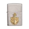 Zippo Windproof Lighter Navy Anchor Emblem Brushed Chrome