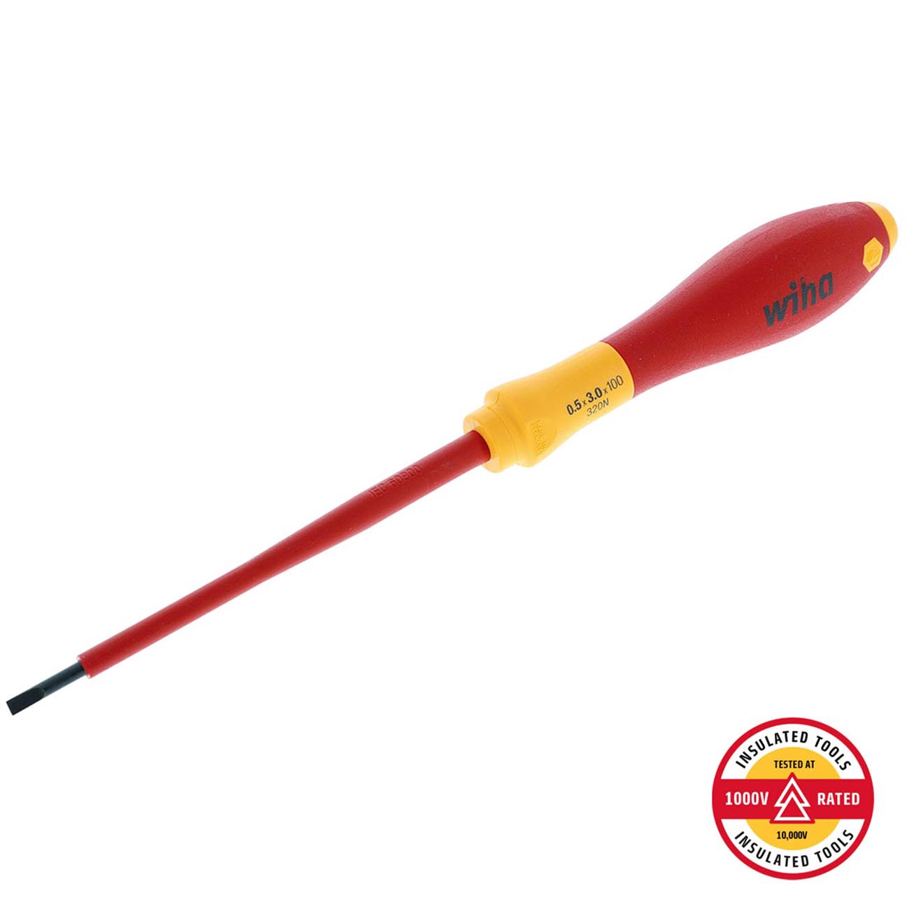 Wiha Insulated SoftFinish Slotted Screwdriver 3mm (1/8″) x 100mm