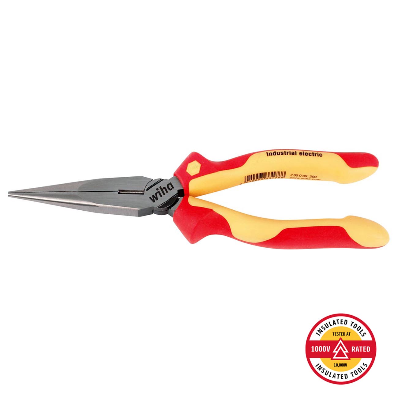Wiha Insulated Industrial Long Nose Pliers - 8" Overall Length