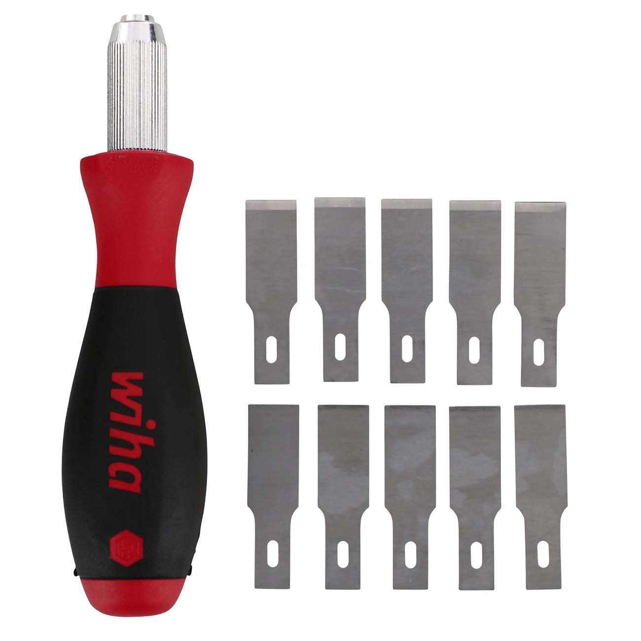 Wiha Universal Razor Edged Scraper SoftFinish Handle with Replacement Blades (11 Piece Set)