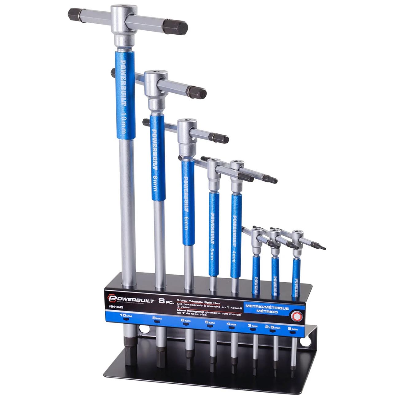 Powerbuilt Metric T-Handle Hex/Allen Key Wrench Set with Storage Rack (8 Piece Set)
