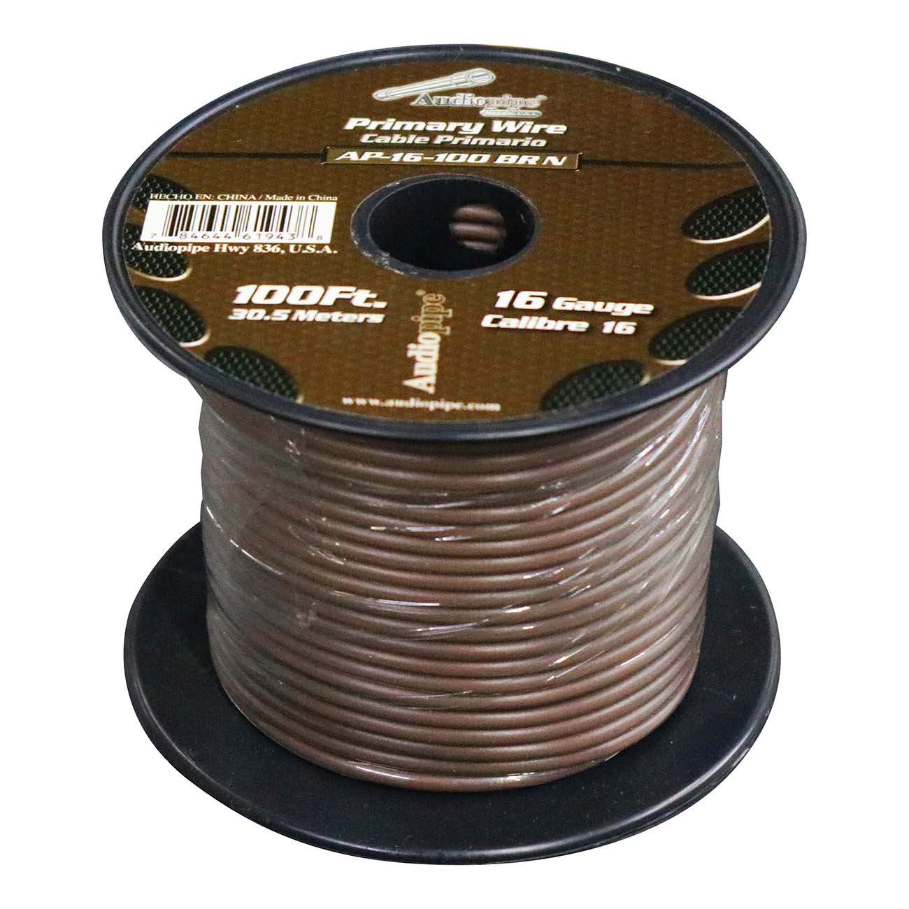 Audiopipe Primary Wire 16-Gauge 100 Foot Spool - Brown