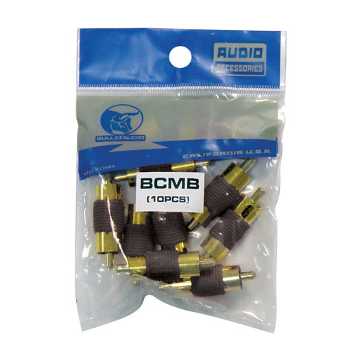 RCA COUPLER MALE;BLACK; BULLZ AUDIO; 10/BAG
