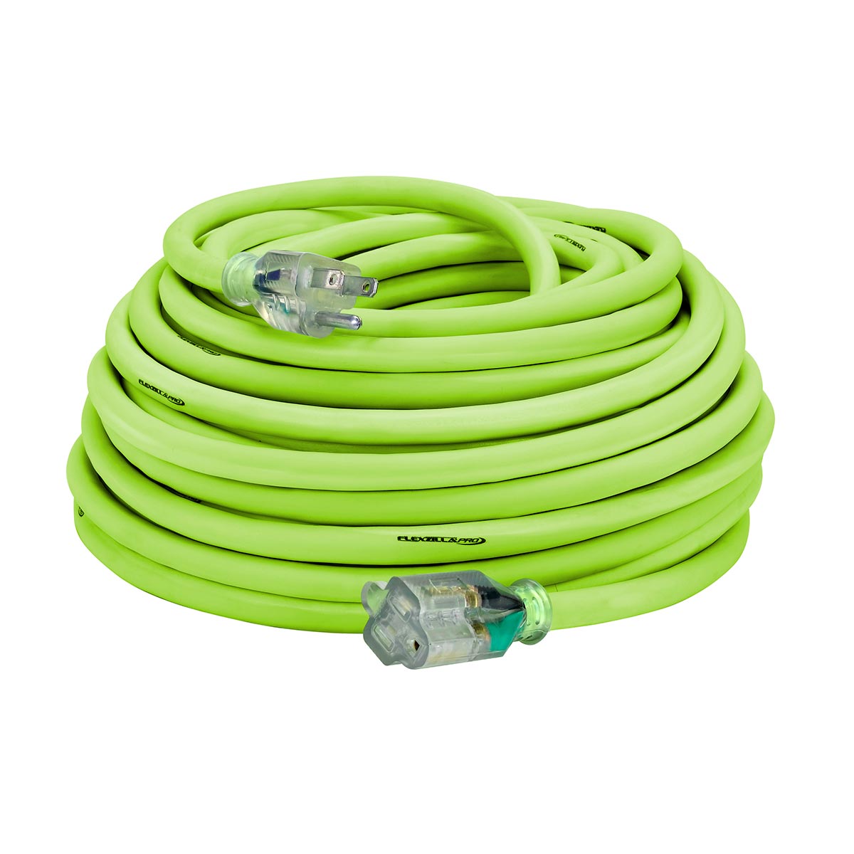 Flexzilla® Pro Extension Cord 10/3 AWG SJTW 100' Outdoor Lighted Plug ZillaGreen™