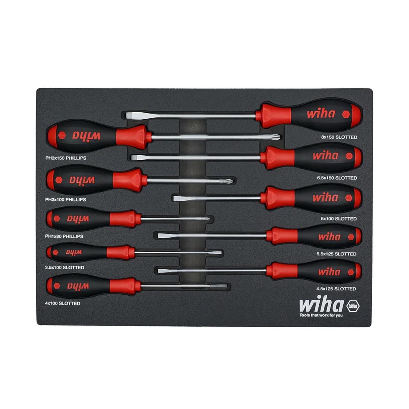 WIHA 10PC SOFTFINISH DRVRS IN FOAM