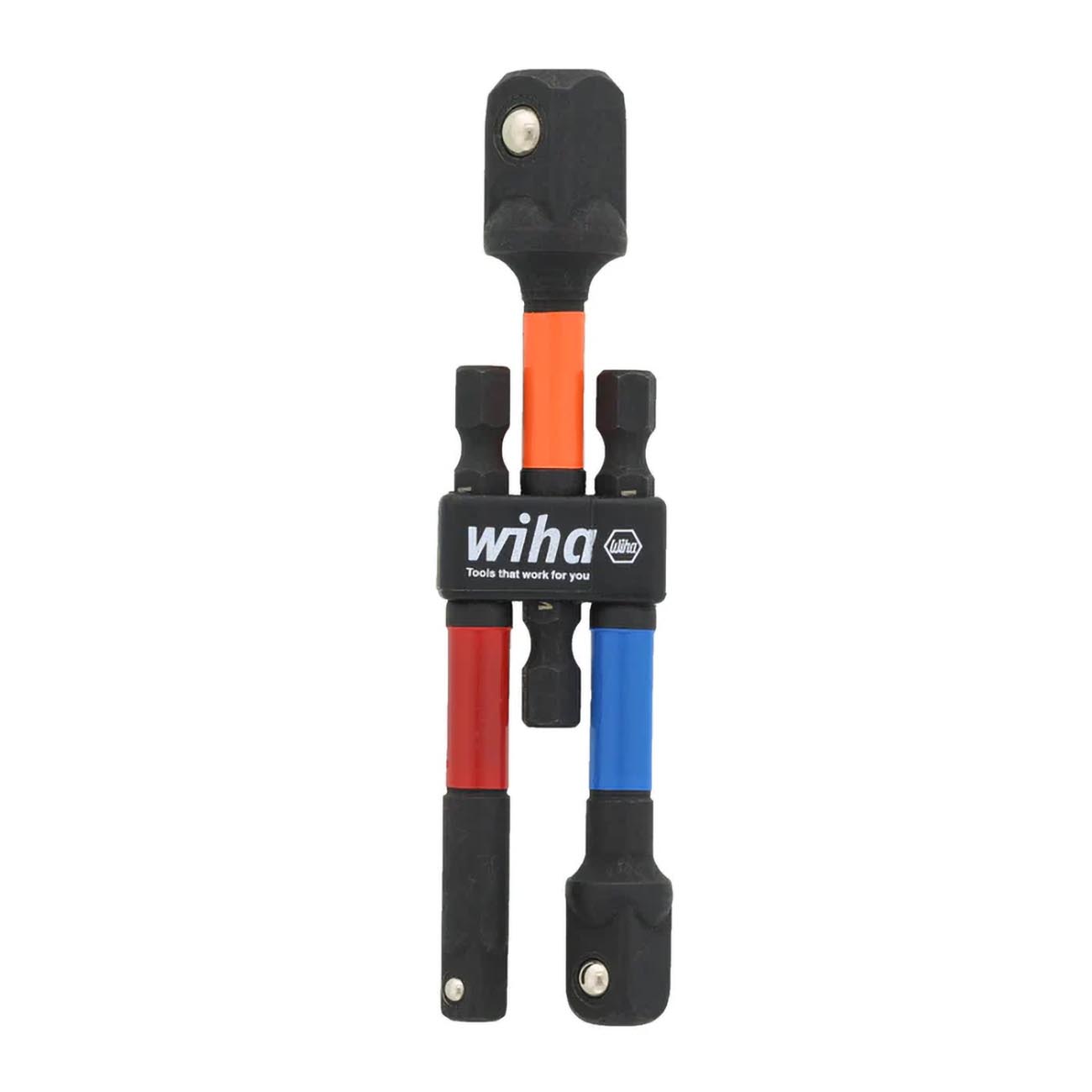 WIHA 3Pc Color Coded 1/4 Socket Adapter 1/4 3/8 1/2