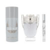 PACO RABANNE INVICTUS 3 PCS SET FOR MEN: 3.4 EAU DE TOILETTE SPRAY + 5.1 DEODORANT SPRAY + 0.34 EAU DE TOILETTE SPRAY..
