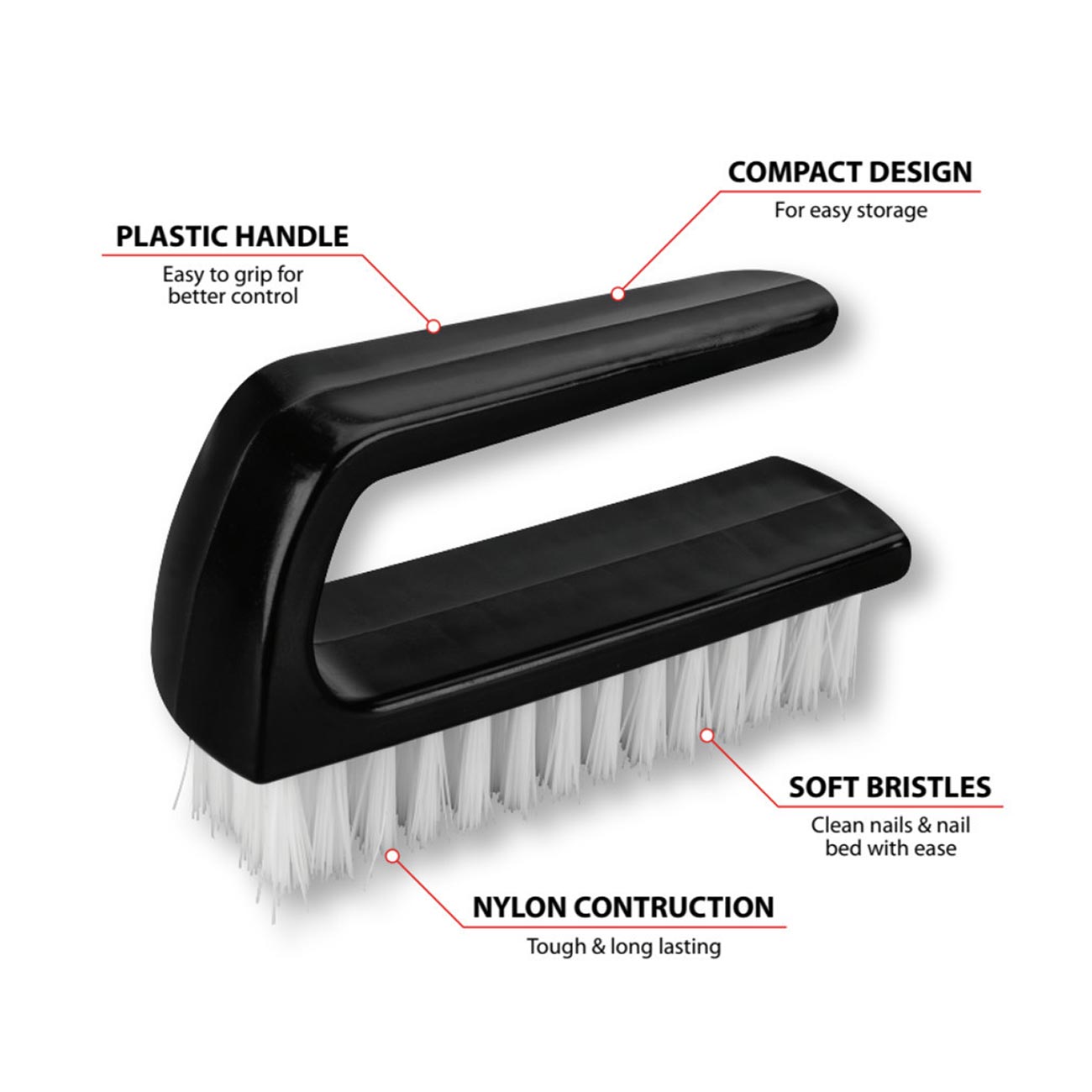Performance Tool Nylon Bristle Fingernail Brush / Scrub Brush - Image 2