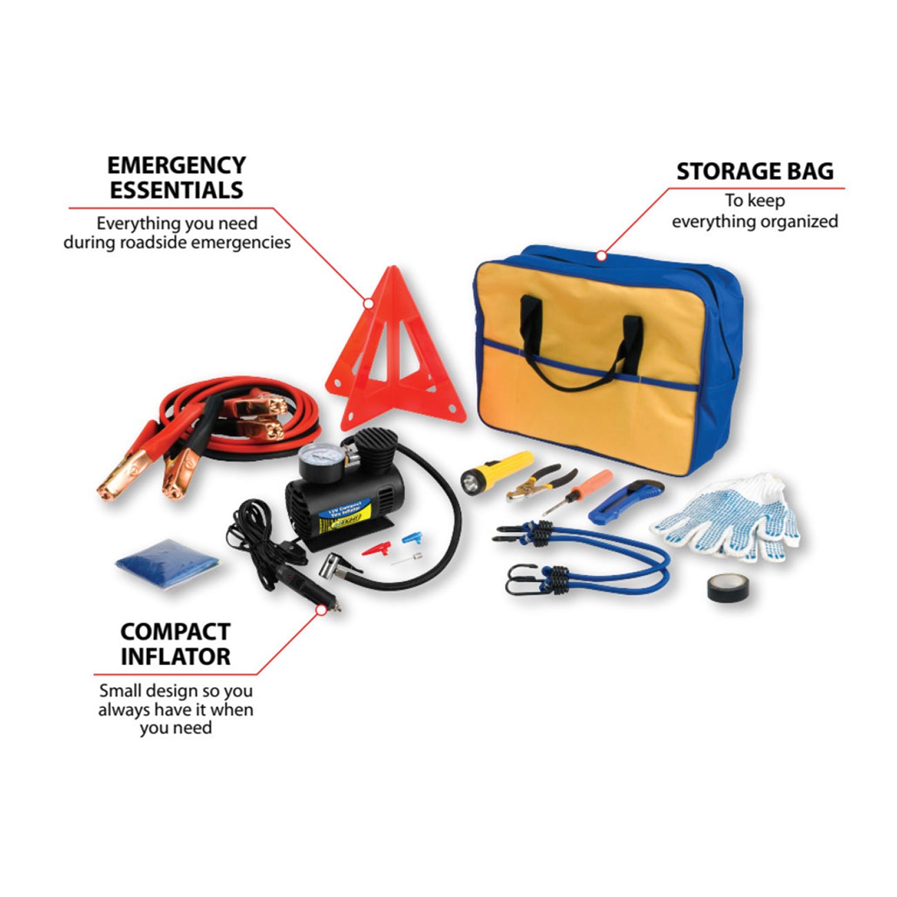 Performance Tool Premium Roadside Emergency Kit With Jumper Cables - Image 2