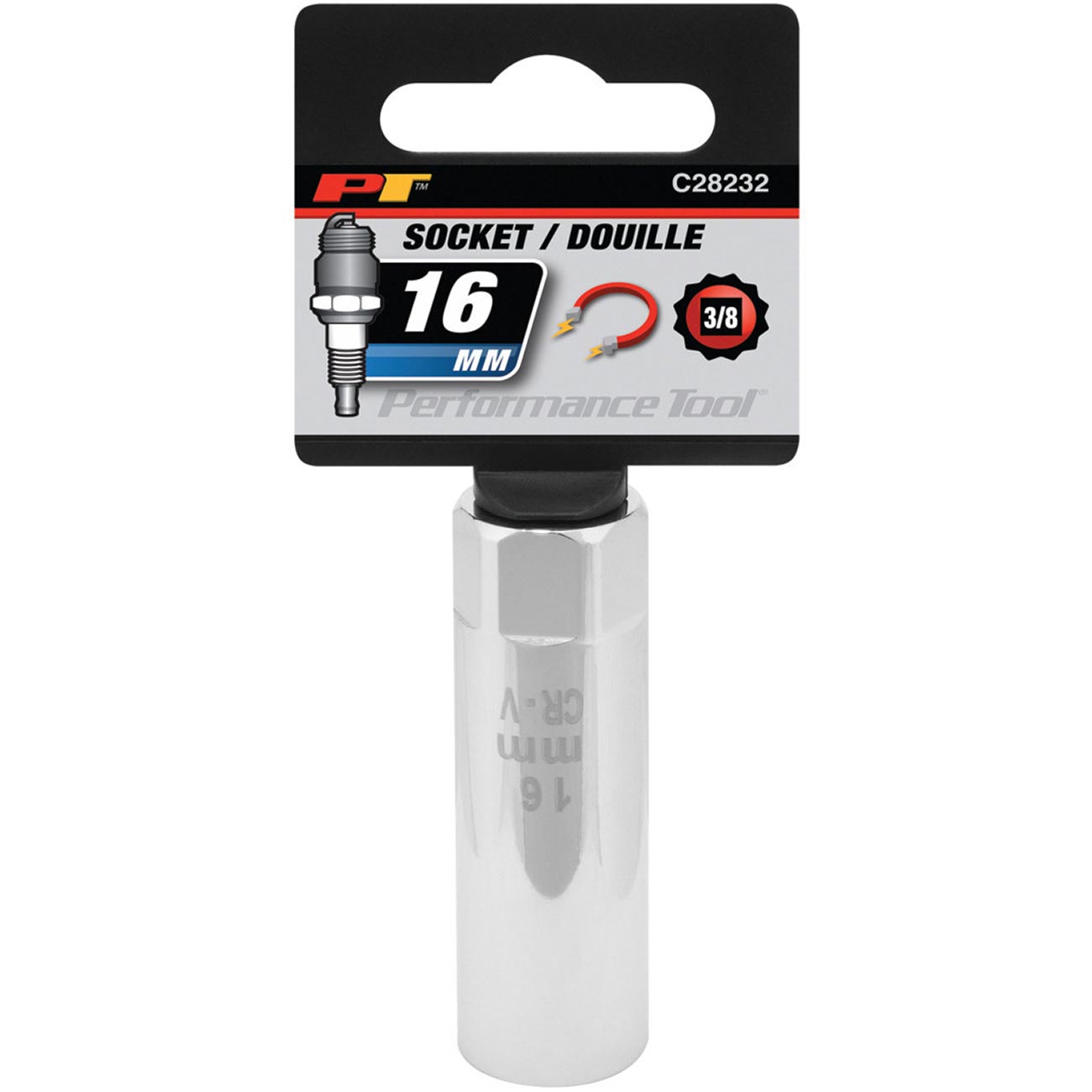 Performance Tool 3/8" Drive 16mm Magnetic 12-Point Spark Plug Socket - Image 2