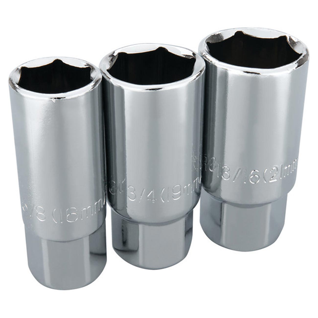 Performance Tool 3/8" Drive 6-Point Spark Plug Socket Set (3-Piece Set)