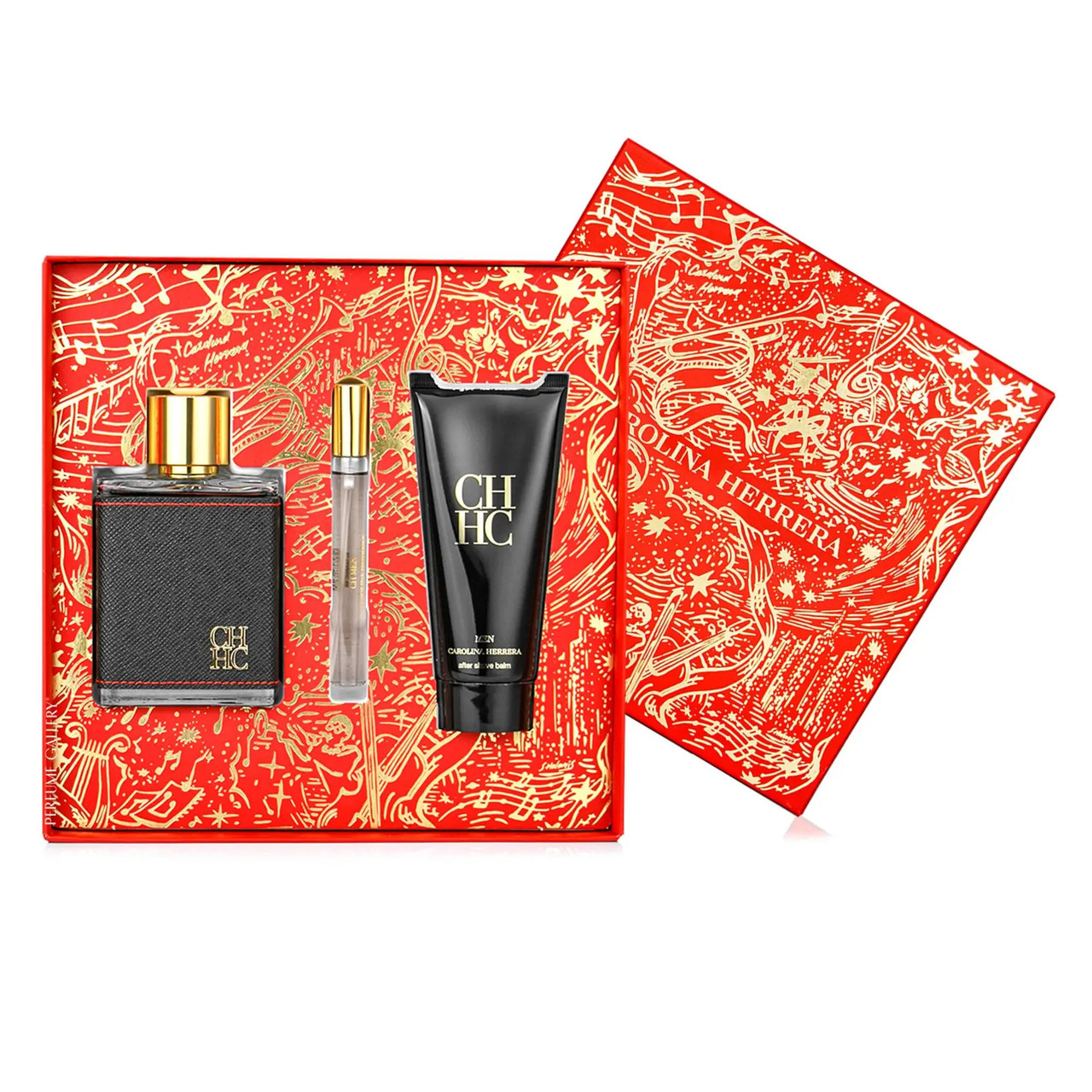 CAROLINA HERRERA CH 3 PCS SET FOR MEN: 3.4 EAU DE TOILETTE SPRAY + 0.33 EAU DE TOILETTE SPRAY + 3.4 AFTER SHAVE BALM