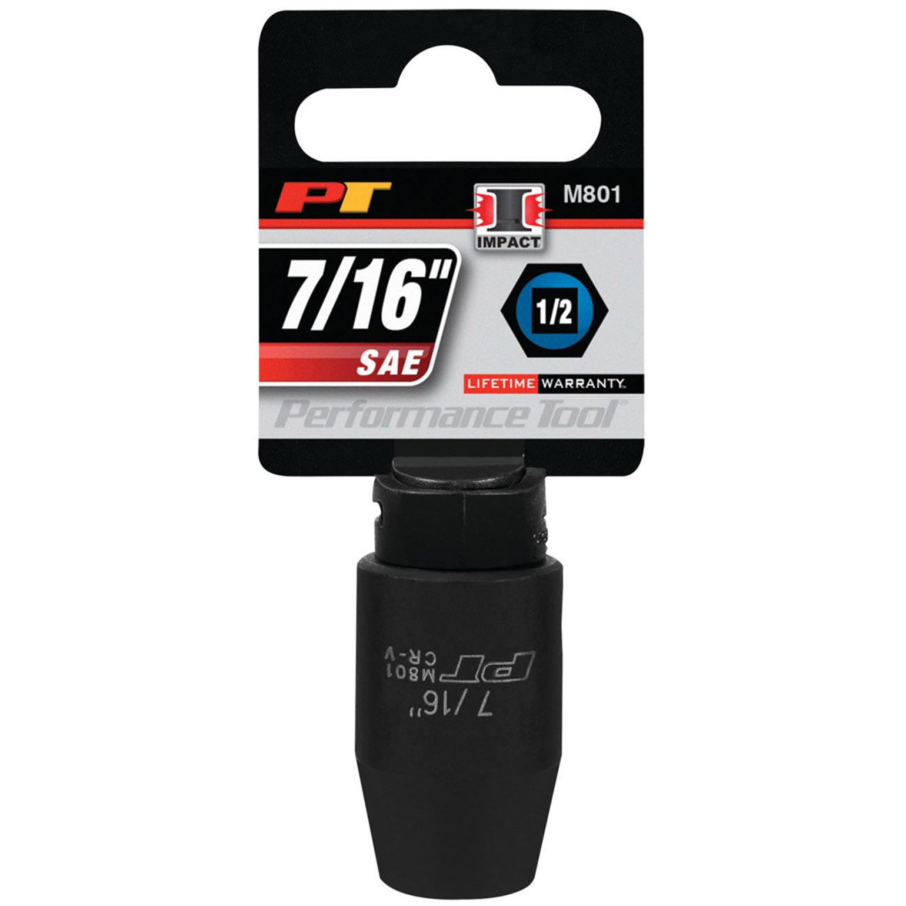 Performance Tool 1/2" Drive 7/16" 6-Point Impact Socket - Image 2