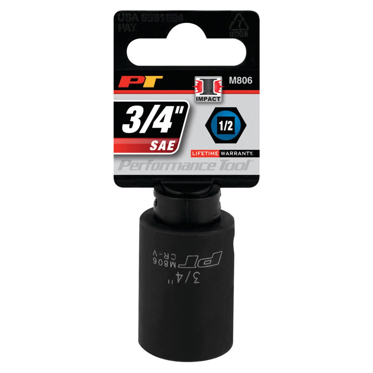 Performance Tool 1/2" Drive 3/4" 6-Point Impact Socket - Image 2