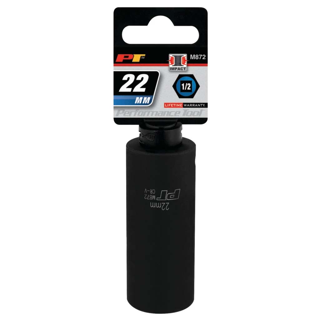 Performance Tool 1/2″ Drive 22mm 6-Point Deep Impact Socket - Image 2
