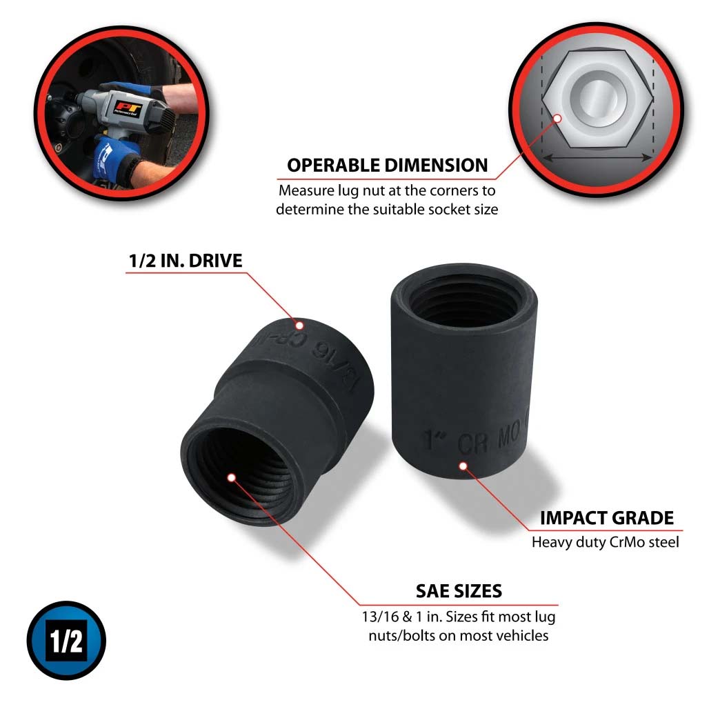 Performance Tool Emergency Lug Nut Removal Set Black