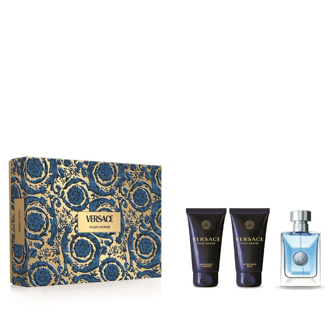 VERSACE POUR HOMME 3 PCS SET: 1.7 EAU DE TOILETTE SPRAY + 1.7 SHAMPOO + 1.7 AFTER SHAVE