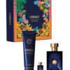 VERSACE DYLAN BLUE 3 PCS SET FOR MEN: 3.4 EAU DE TOILETTE SPRAY + 5 ML EAU DE TOILETTE MINI + 5 OZ BATH & SHOWER GEL.