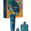 VERSACE EROS 3 PCS SET FOR MEN: 3.4 EAU DE TOILETTE SPRAY + 5 ML EAU DE TOILETTE MINI + 5 OZ SHOWER GEL.