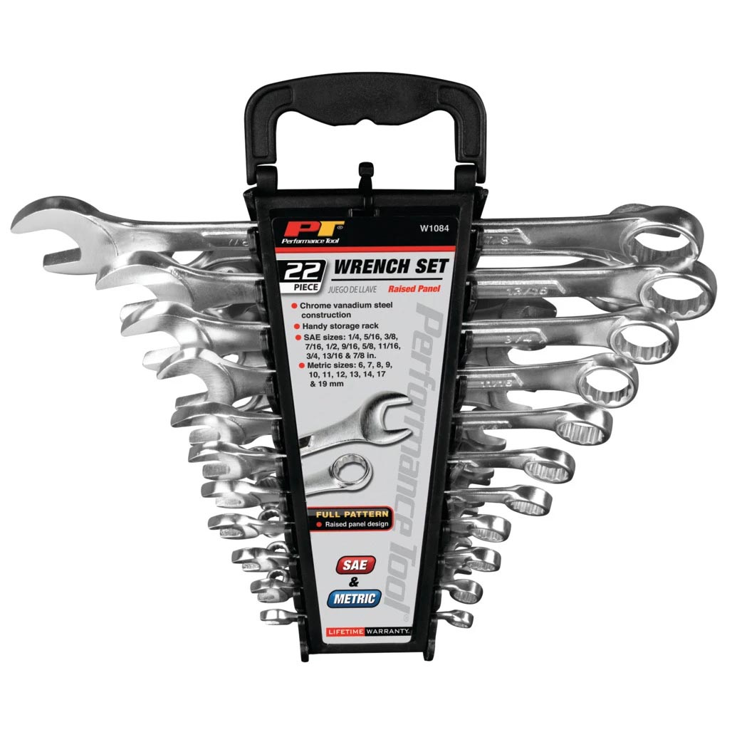 Performance Tool Metric/SAE Combination Wrench Set (22-Piece Set)