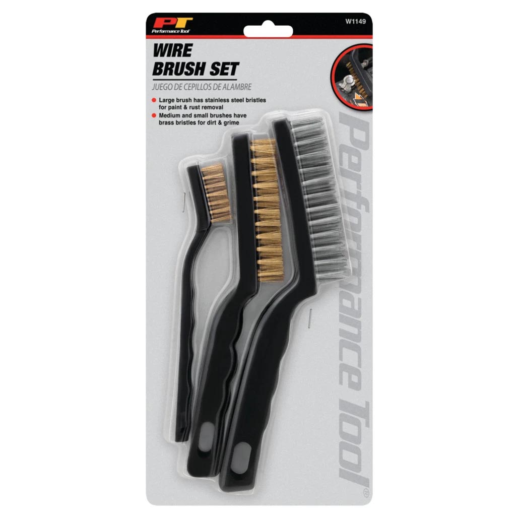 Performance Tool Brass/Stainless-Steel Wire Brush Set (3-Piece Set) - Image 3