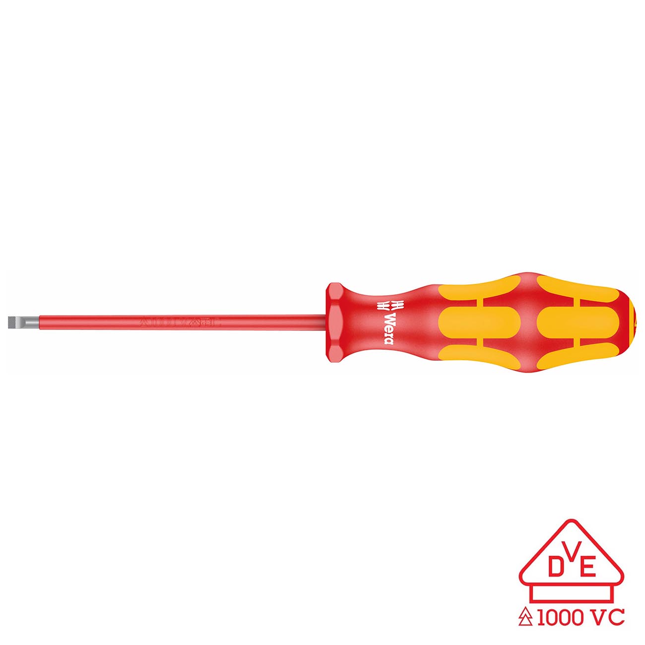 Wera VDE Insulated Screwdriver: Slotted 8mm x 200mm (with LaserTip)