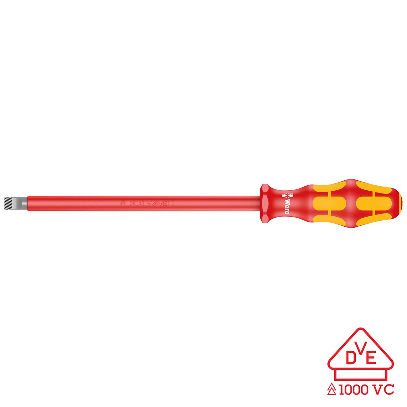 Wera VDE Insulated Screwdriver: Slotted 10mm x 200mm (with LaserTip)