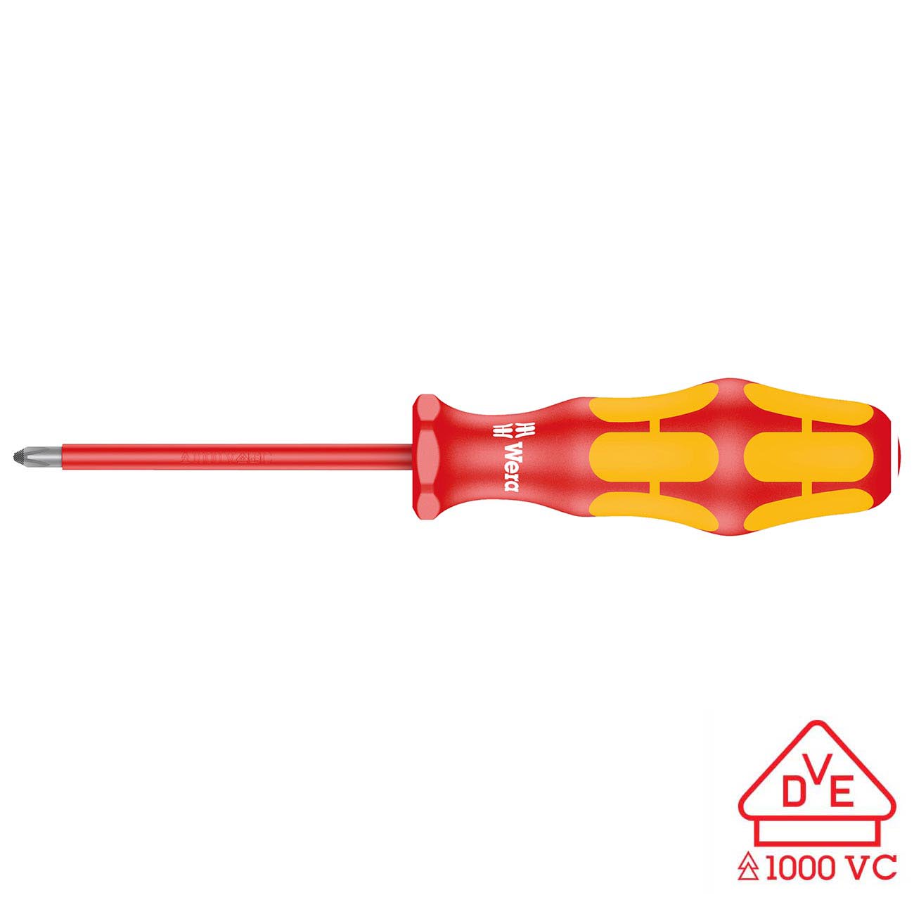 Wera VDE Insulated Screwdriver: Pozidriv PZ #1 x 80mm (with LaserTip)