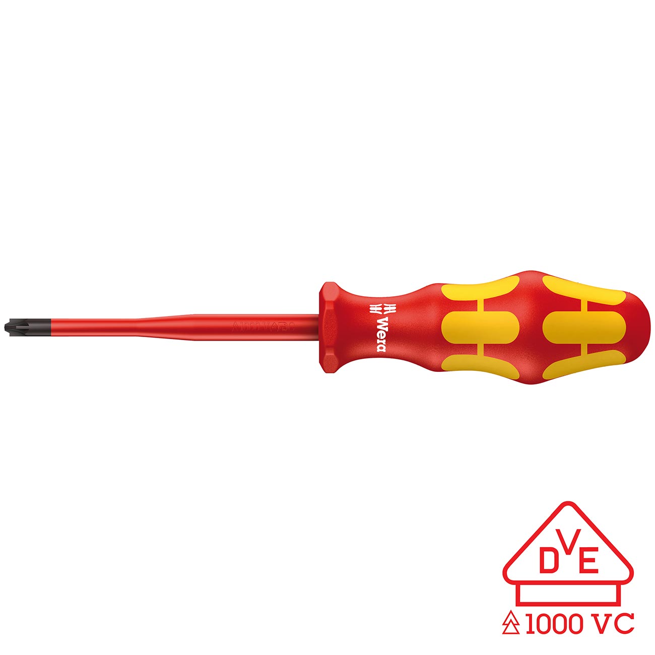 Wera VDE Insulated Screwdriver: Plus/Minus PZ/S #2 x 100mm (Reduced Shaft Diameter)