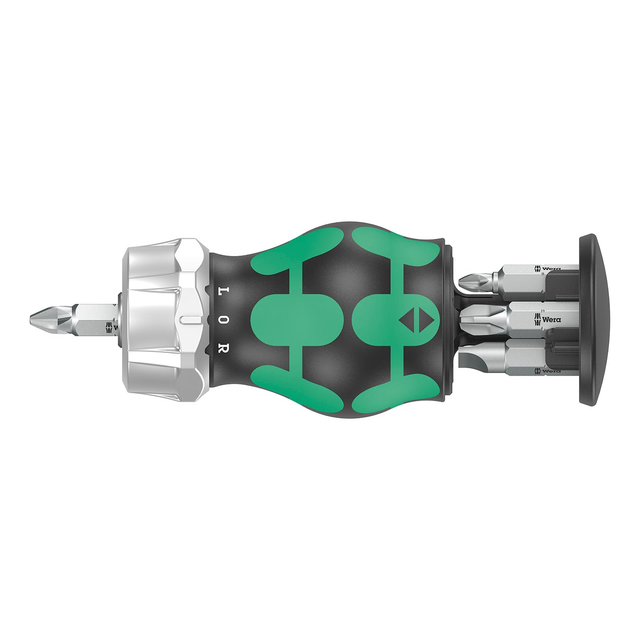 Wera Stubby Ratcheting Screwdriver Handle with Quick Release Chuck - Includes 6 Bits