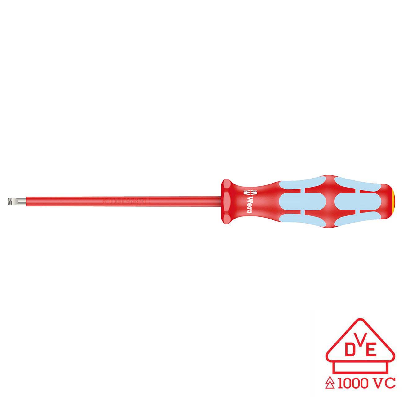 Wera VDE Insulated Stainless Steel Screwdriver: Slotted 4.0mm x 100mm (with Lasertip)