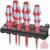 Wera VDE Insulated Stainless Steel TORX Screwdriver Set with Rack (7 Piece Set)