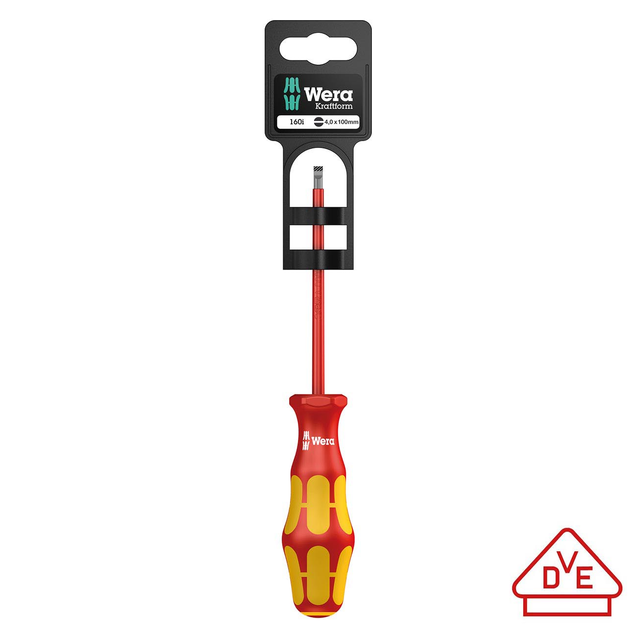 Wera Screwdriver: VDE Insulated Slotted 4.0 x 100mm with Lasertip (On Hang-Tag)
