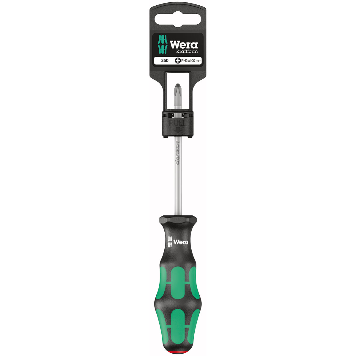 Wera Screwdriver: Phillips PH2 x 100mm with Lasertip (On Hang-Tag)