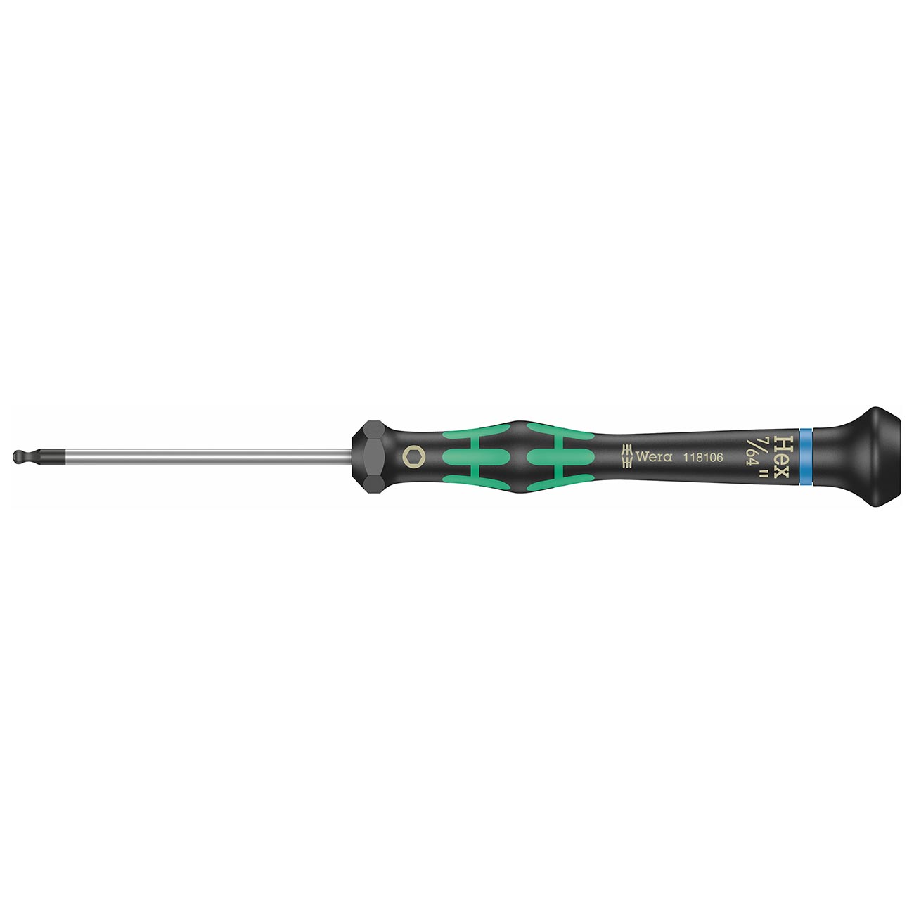 Wera Micro Precision SAE HEX-Plus Screwdriver - 7/64" x 60mm (Ball-End)