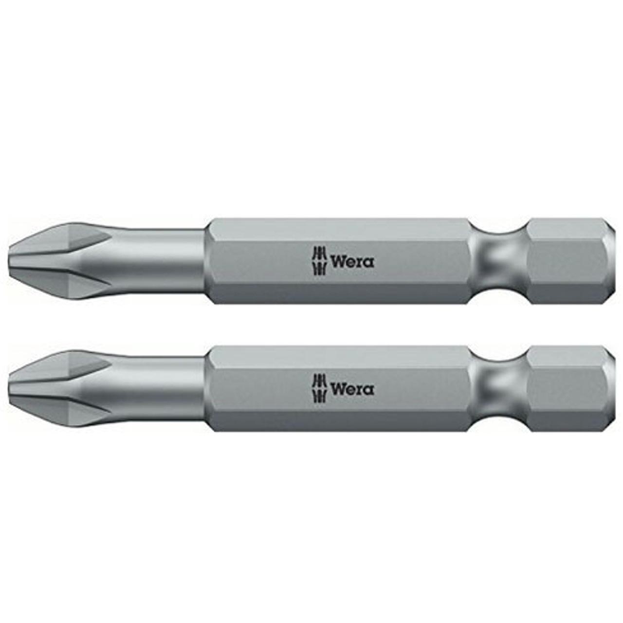 Wera Phillips Long bit: PH #2 Bit x 50mm – 1/4″ Drive (2-Pack)