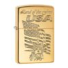 *254BLADY* Zippo 80681 Windproof Lighter USA Land of The Free Engraved High Polish Brass