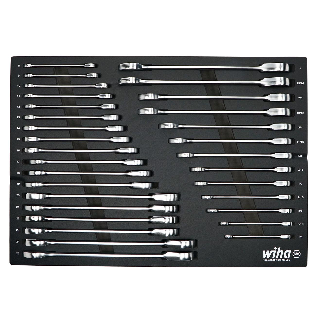 Wiha Ratcheting Wrench Tray Set - SAE and Metric (31-Piece)