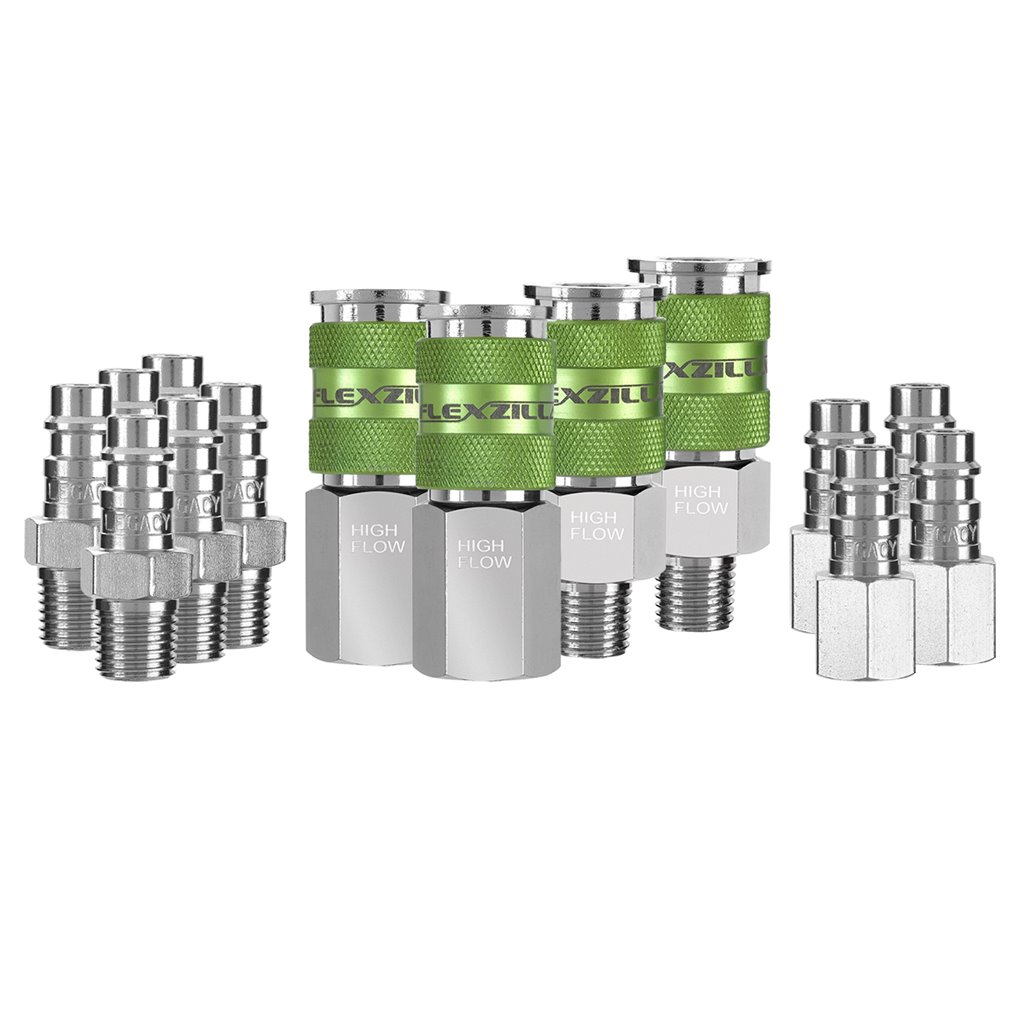 Flexzilla Pro High Flow Coupler Plug Kit 1/4in NPT 1/4in Body 14 Pc