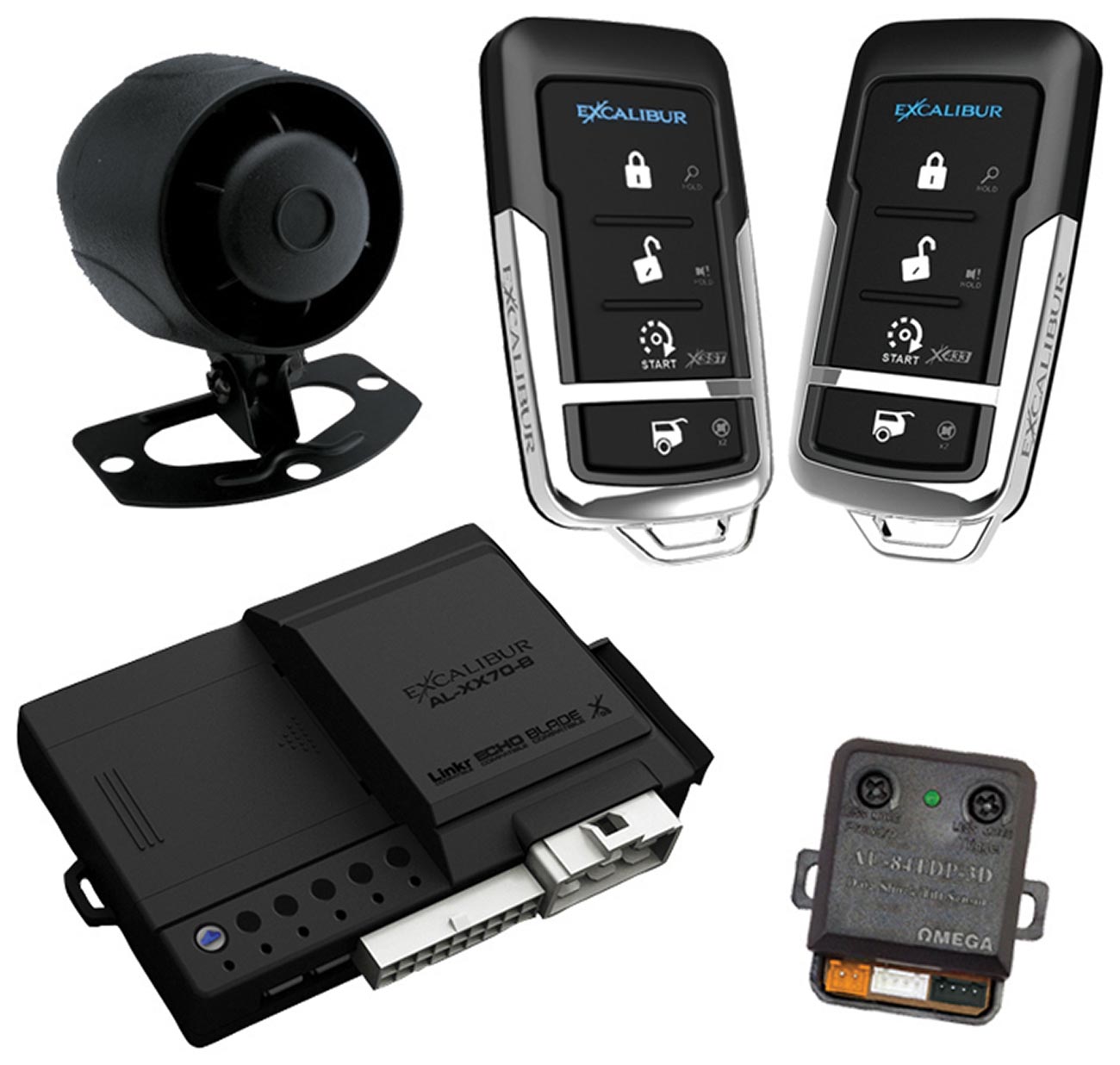 Excalibur 1-Way Car Alarm System with Remote Start – 1500 Foot Range