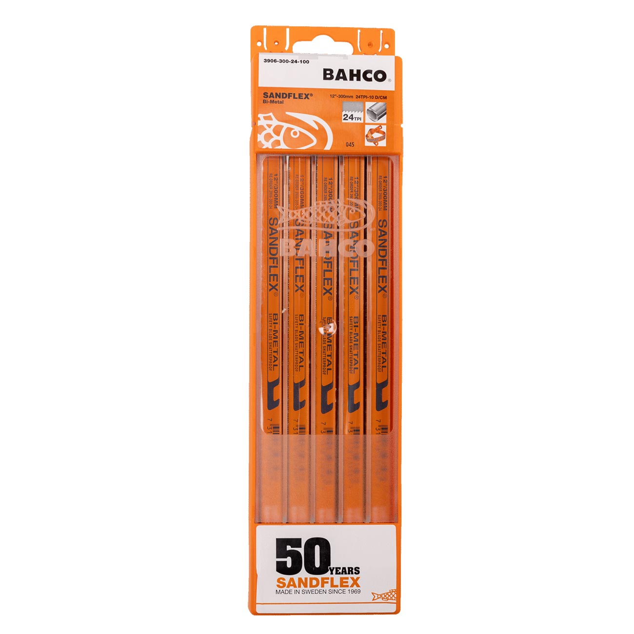 Bahco 12" Sandflex® Bi-Metal Hand Hacksaw 24TPI Blade (5-Pack)