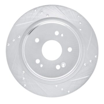 DFC Brake Rotor - Drilled and Slotted - Silver