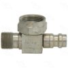 90 Degree Female O-Ring to Male Insert O-Ring with R134a Service Port, Steel, Adapter
