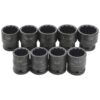 Williams 3/4″ Drive Shallow Skirt Impact SAE Socket Set - 12 Point (9 Piece)